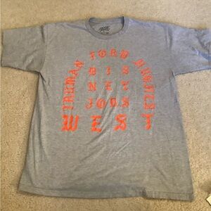 Rocksmith tee shirt grey orange lettering size Large.